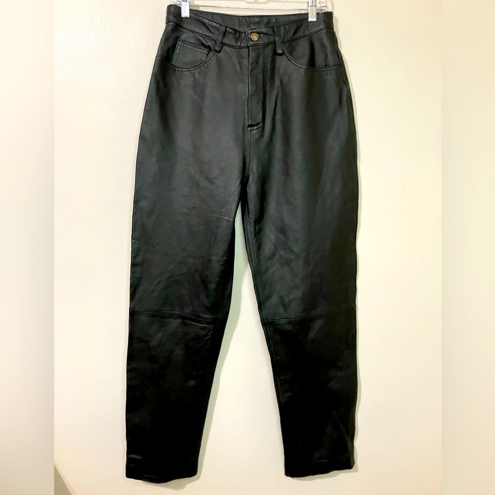 Leather Pants Women’s 14(28x30) Black Regular Fit BikerGenuine Leather EUC